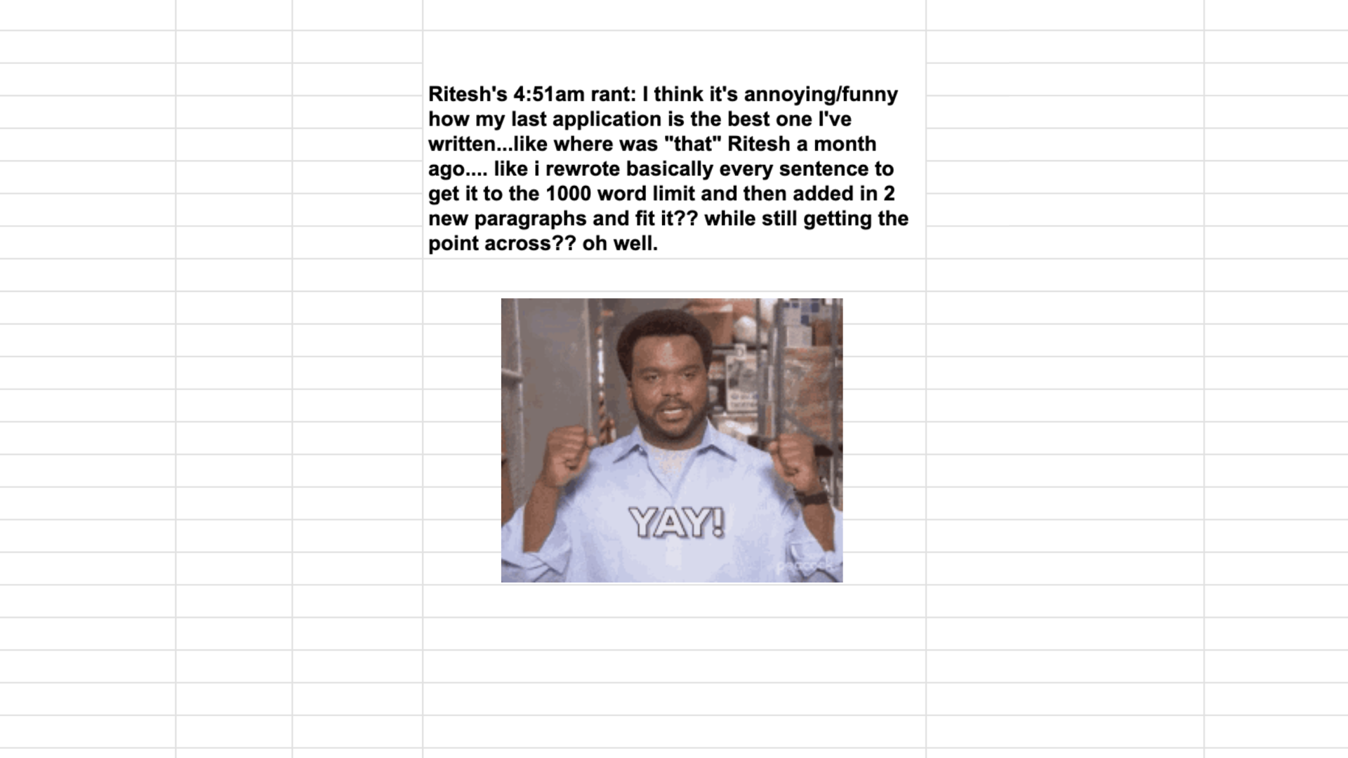 A spreadsheet with the text 